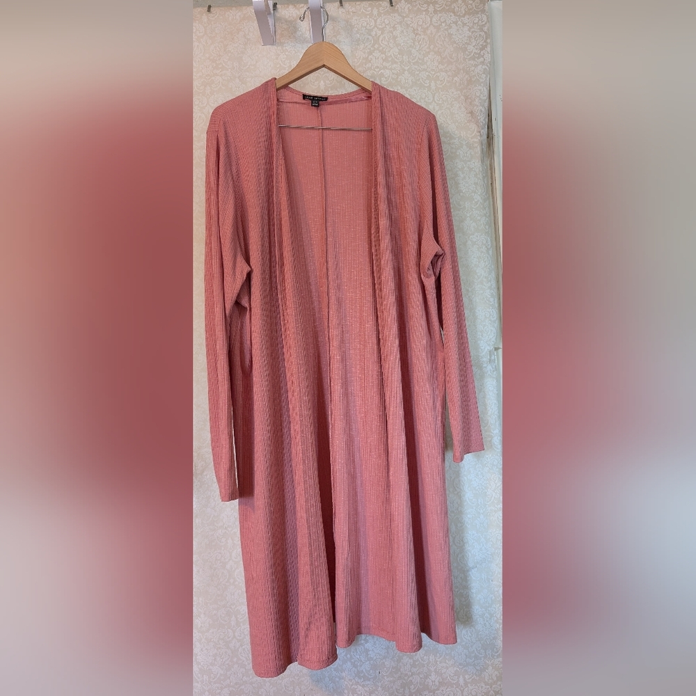 Lane Bryant Open Long‎ Cardigan Sz 14-16 Pink